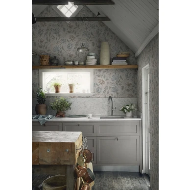 Keittion beige kukkatapetti Annabelle Sandbergilta S10262 image