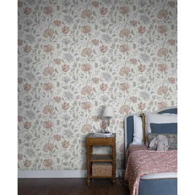 Makuuhuoneen punainen kukkatapetti Annabelle Sandbergilta S10261 image