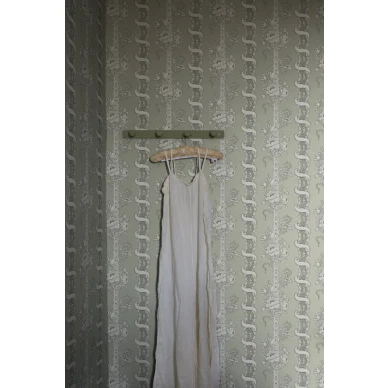 Vihrea raidallinen kukkatapetti Alexandra Sandbergilta S10249 image