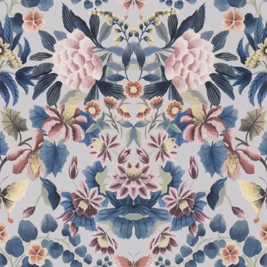 Ikebana Damask sininen kukkatapetti Designers Guildilta PDG1156 04 image