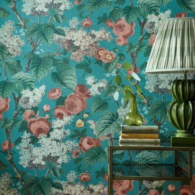 Sininen vihrea kukkatapetti 1838 Wallcoveringsilta Floribunda 2311 168 03 image