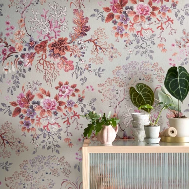 Roosa kukkatapetti 1838 Wallcoverings Kilburns Coral 2311 166 01 image