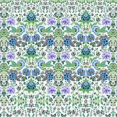 Rose De Damas sininen vihrea kukkatapetti Designers Guildilta PDG1168 01 image