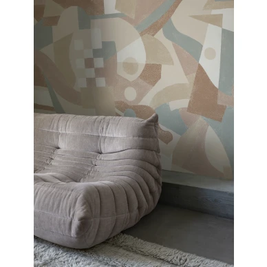 ounaisen savyine geo tapetti sopii hyvin kodi olohuoneeseen image