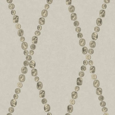 Cammeii tapetti vaalealla pohjalla ja kultaisella kuviolla image