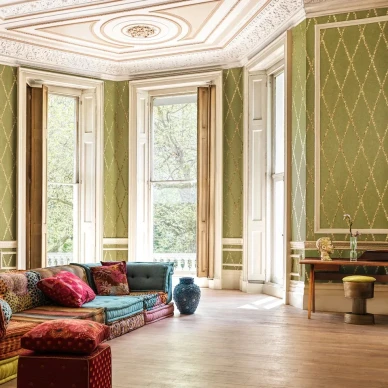 gammei tapetti vihreana tuo ylellisyytta kotiisi kauniin cameos kuviolla image