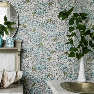 Ortensia kaunis kukkatapetti sini valkoisilla hortensian kukilla cole sonilta v2 image