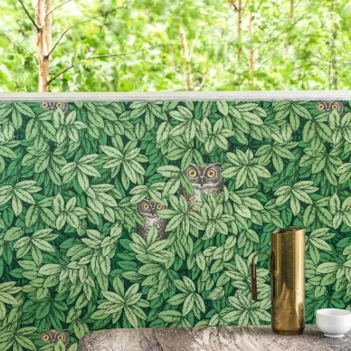 Foglie e Civette vihrea lehtikuvioiinen pollo tapetti image