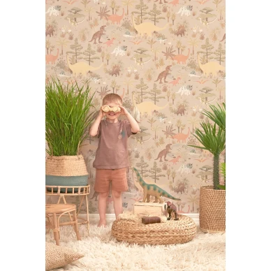 Beige Majvillan Dinosaur Vibes tapetti image