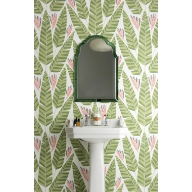 Jungle vihrea lehtitapetti jossa on vihrea graafinen kuvio joka sopii hyvin kaikkiin kodin huoneisiin image