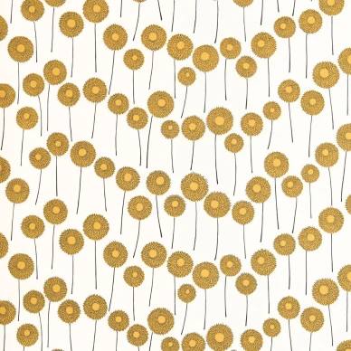 Meadow kukkatapetti valkoisella pohjalla ja keltaisilla kukilla image