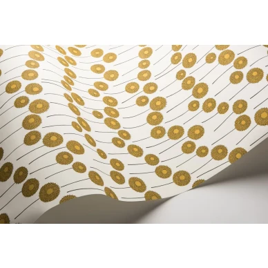 kukkatapetti Meadow valkoisella pohjalla ja keltaisilla kukilla image