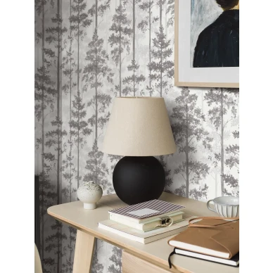 Mustavalkoinen Ronta tapetti graafisella metsakuviolla image