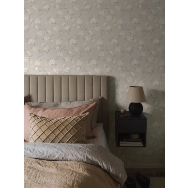 Marie harmaa beige romanttinen kukkatapetti image