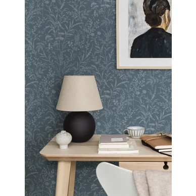 Florian sininen tapetti kauniilla kasvikuviolla image