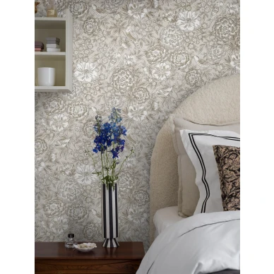 Harmaa beige Dagmar kukkatapetti image