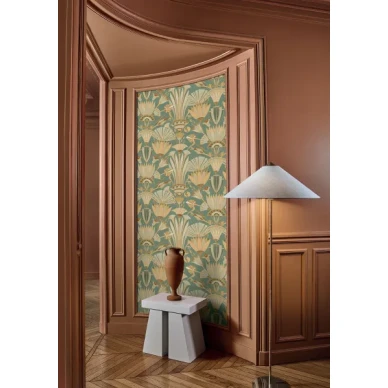 kukkatapetti denerah sinivihrealla pohjalla image