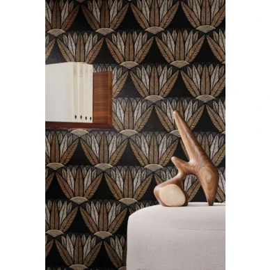 castalia musta pohjainen kukkatapetti beigeilla kukilla image