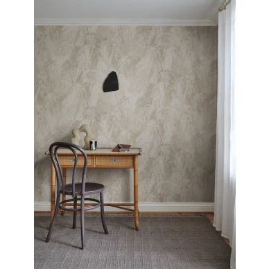 Ceder beigen varinen tapetti lehtikuviolla image