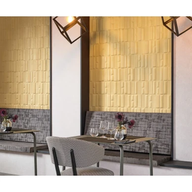 Eos Prism keltainen akustiikkatapetti ravintolassa image