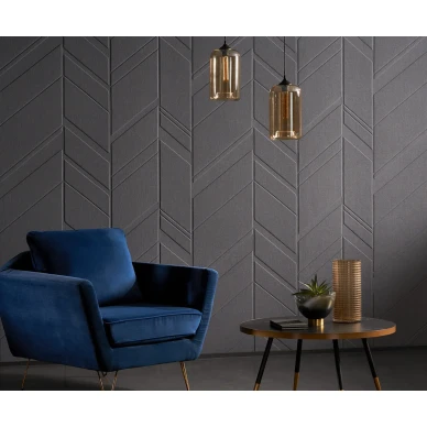 Texdecor Vinacoustic Gallery tummaharmaa akustiikkatapetti odotushuoneessa image