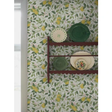 Borastapeter Citrontad valkoinen sitruunatapetti keittiossa image