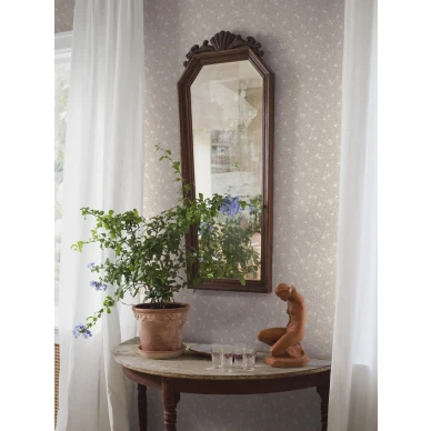 Borastapeter Myrten 5713 vaalea beige kukkatapetti lehtikuviolla image