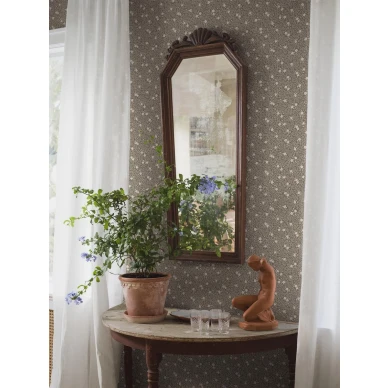 Borastapeter Myrten 5715 oliivinvihrea kukkatapetti lehtikuviolla image