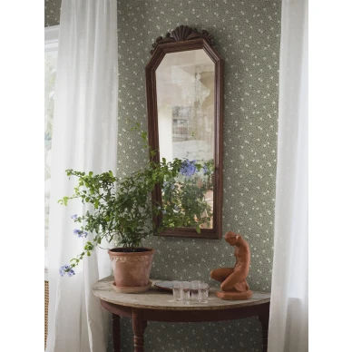 Borastapeter Myrten 5716 metsanvihrea kukktapetti lehtikuviolla image