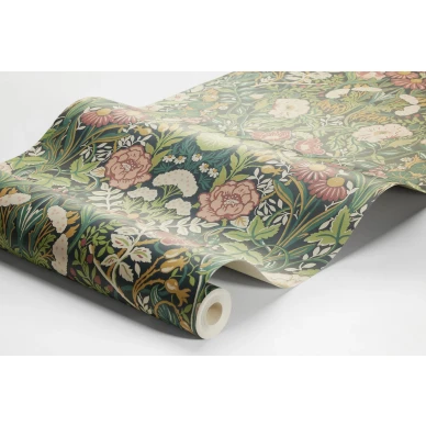 Borastapeter Ortagard 5721 vihrea monivarnen kukkatapetti image