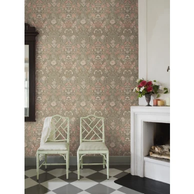 Borastapeter Ortagard 5723 oliivinvihrea kukkatapetti olohuoneentapetti image