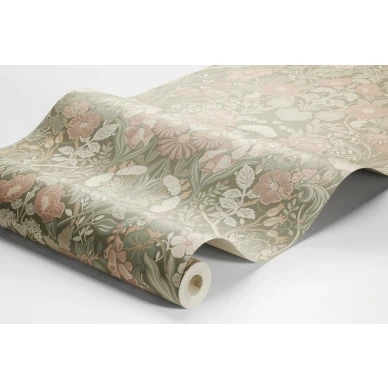 Borastapeter Ortagard 5723 oliivinvihrea kukkatapetti image