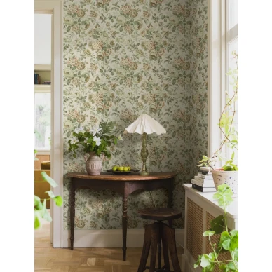 Borastapeter Hortensia 5727 vaaleanpunainen kukkatapetti olohuoneeseen image