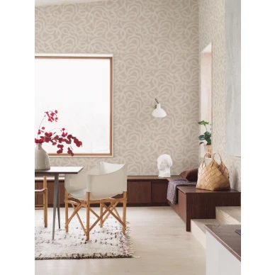 Borastapeter Curve 4734 abstrakti beige tapetti keittiossa image