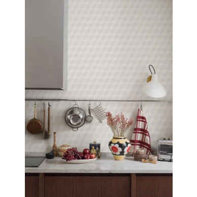 Borastapeter Cube 4745 valkoinen kuutio tapetti keittiossa image