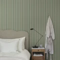 S10394 Linn raitatapetti Green makuuhuoneessa Sandberg Wallpaper