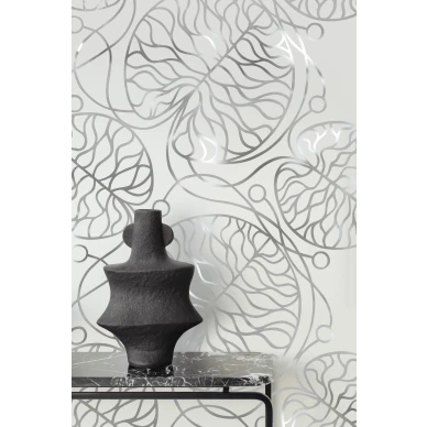 Marimakko Bottna 25922 lehtitapetti hopeisilla yksityiskohdilla image