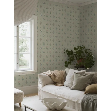 6950 AngsFloravihrea kukkatapetti olohuoneessa image