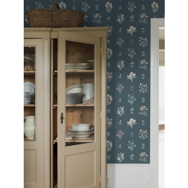 6952 AngsFlora sininen olohuoneen kukkatapetti image