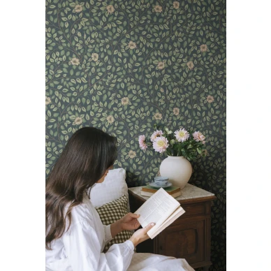 S10465 Solliden Midnight Blue Sandberg Wallpaper interior1 image