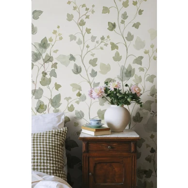 S10484 Ivy Green Sandberg Wallpaper interior3 image