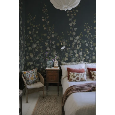S10486 Ivy Midnight Blue Sandberg Wallpaper interior2 image