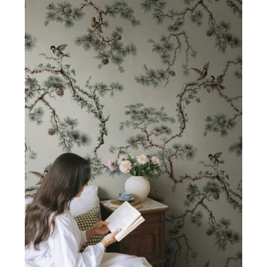 S10573 Noah Mural Green Sandberg Wallpaper interior2 image