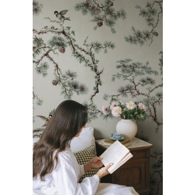 S10573 Noah Mural Green Sandberg Wallpaper interior3 image