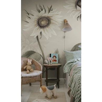 S10529 Sunflowers White Sandberg Wallpaper interior1 image