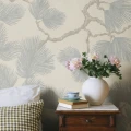 S10489 Pine Mural Misty Blue Sandberg Wallpaper interior2