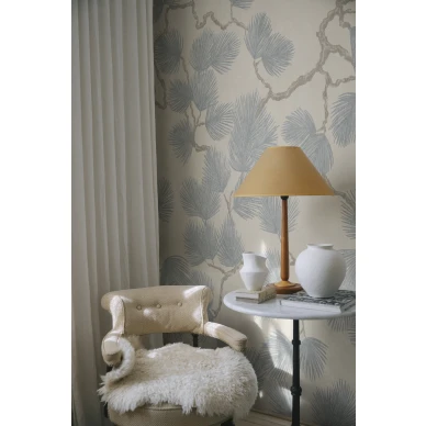 S10489 Pine Mural Misty Blue Sandberg Wallpaper interior3 image