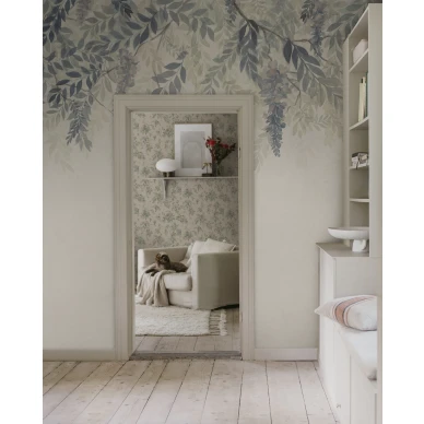 S10656 Wisteria Blue Sandberg Wallpaper interior1 image