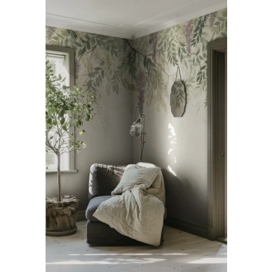 S10657 Wisteria Green Sandberg Wallpaper interior1 image