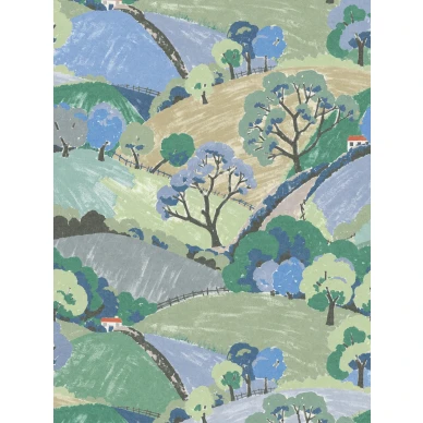 9623w HillsAndTreesBlue Closeup image